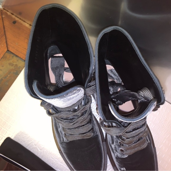 Giorgio Armani Velvet Lace-up Boots Size 39 dark grey velvet - Picture 4 of 12